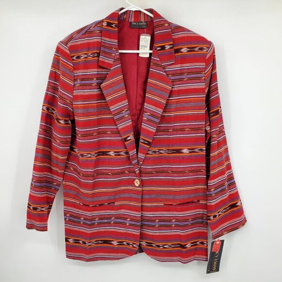 Tracy Evans Jackets & Blazers - Tracy Evans Red Striped Southwestern Blazer